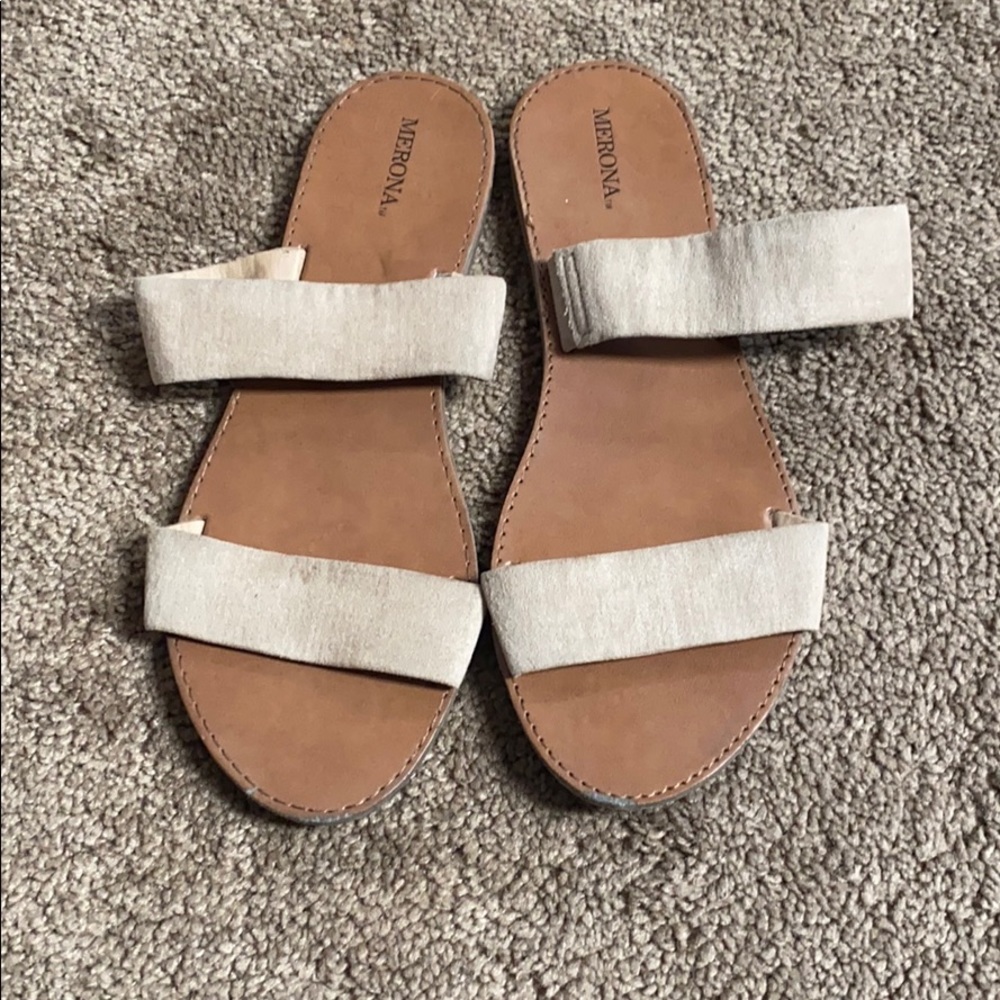 Nude suede sandals